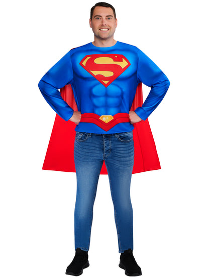 Rubies Superman Kostüm für Erwachsene mit Top und Halbmaske – Produktansicht