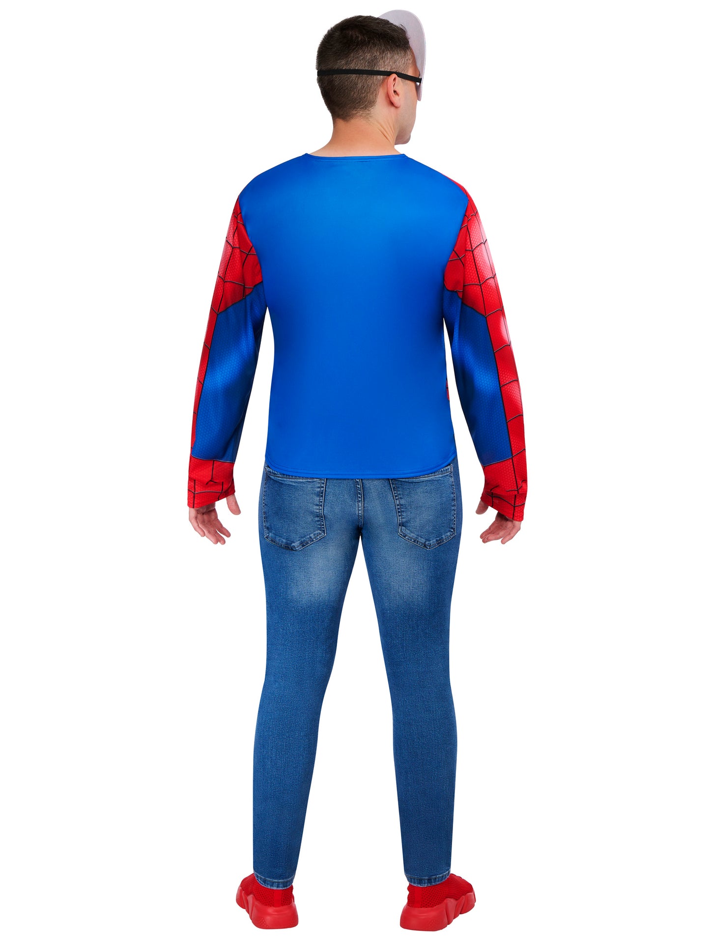 Rubies Spider-Man Kostüm mit Oberteil und Halbmaske für Erwachsene – Detailansicht
