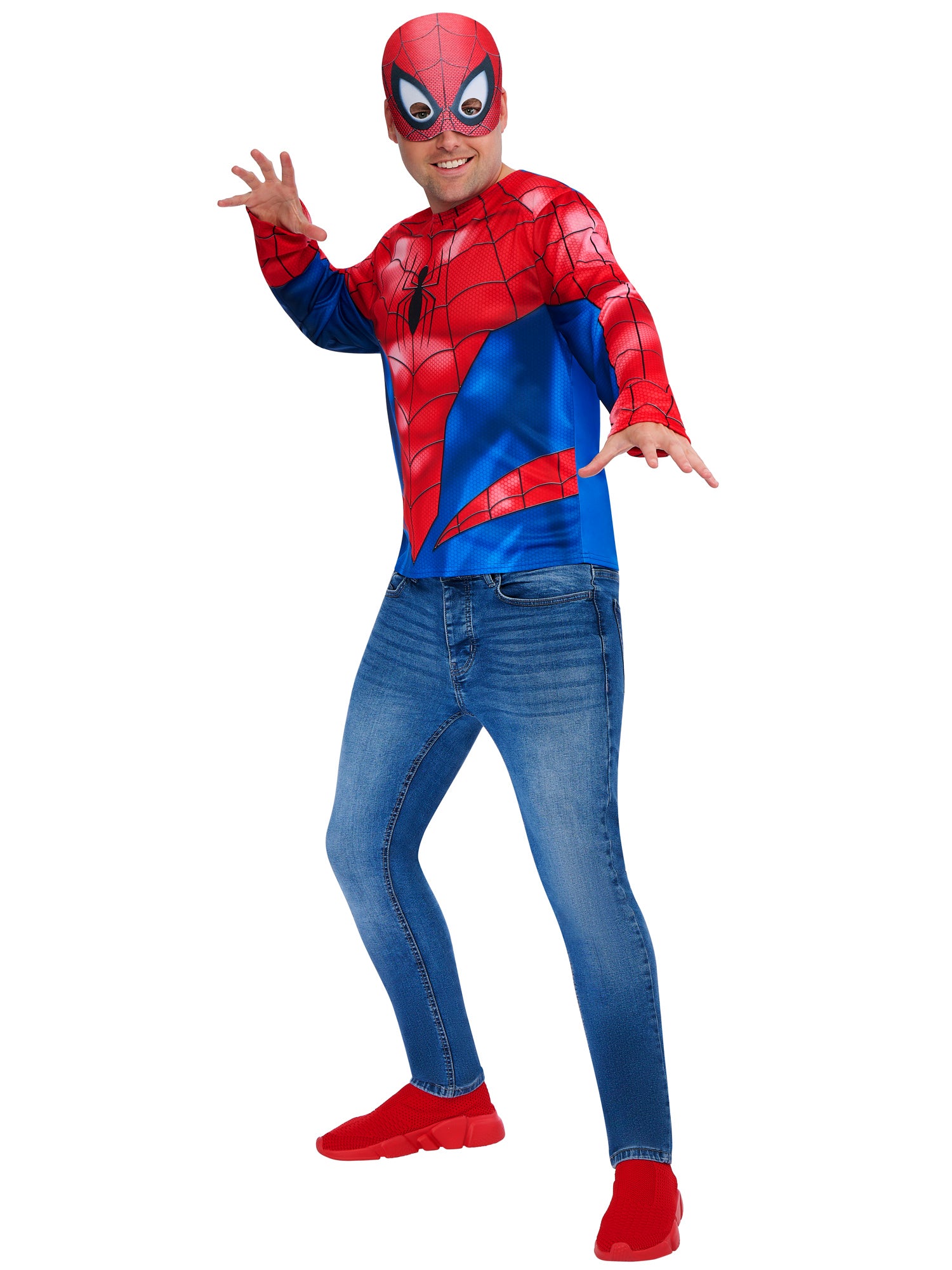 Rubies Spider-Man Kostüm mit Oberteil und Halbmaske für Erwachsene – Verpackung