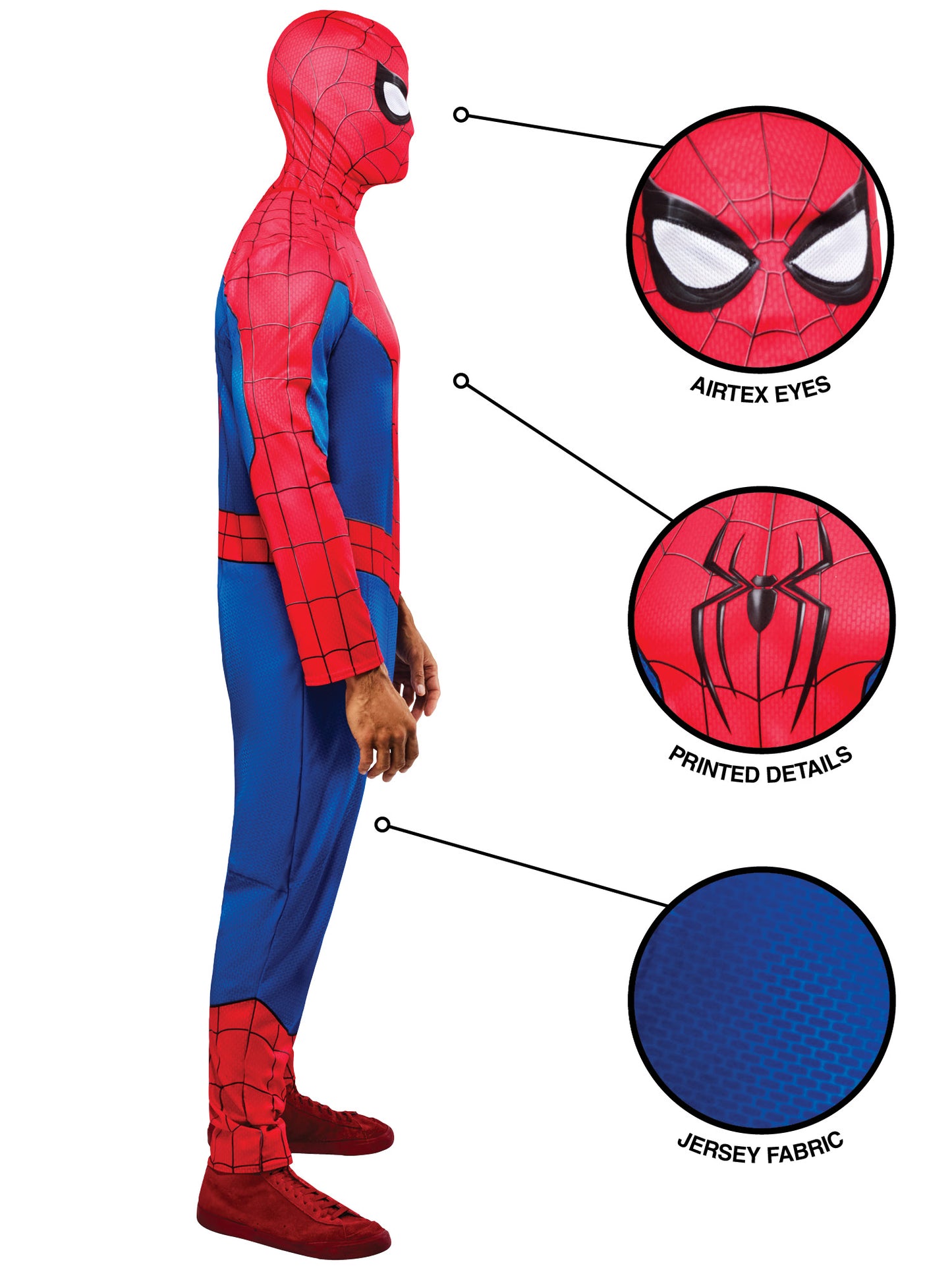Rubies Spider-Man Kostüm in Grösse XS bis L – Seitenansicht