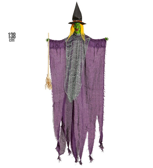 HEXE MIT BESEN 138 cm Violett / Lila