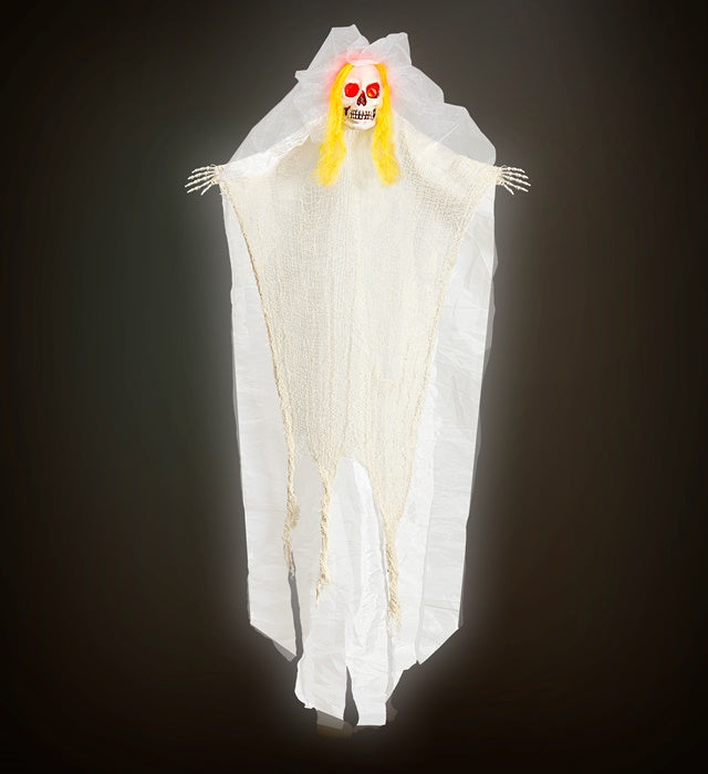 Skelettbraut Halloween-Dekoration mit leuchtendem Kopf und 105 cm Höhe