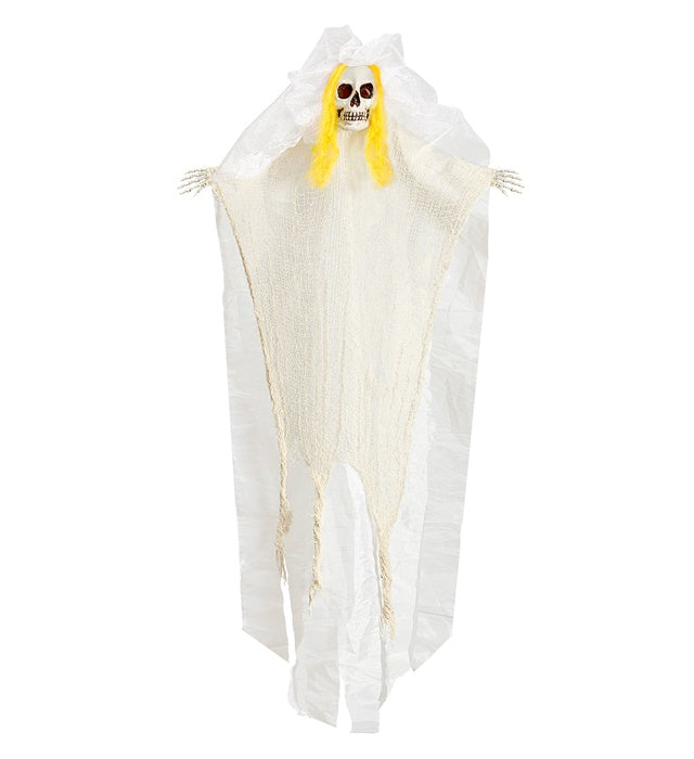 Skelettbraut Halloween-Dekoration mit leuchtendem Kopf und 105 cm Höhe