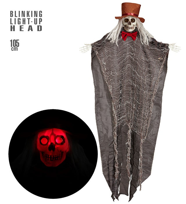 Skelett Bräutigam mit leuchtendem, blinkendem Kopf 105 cm Halloween Dekoration