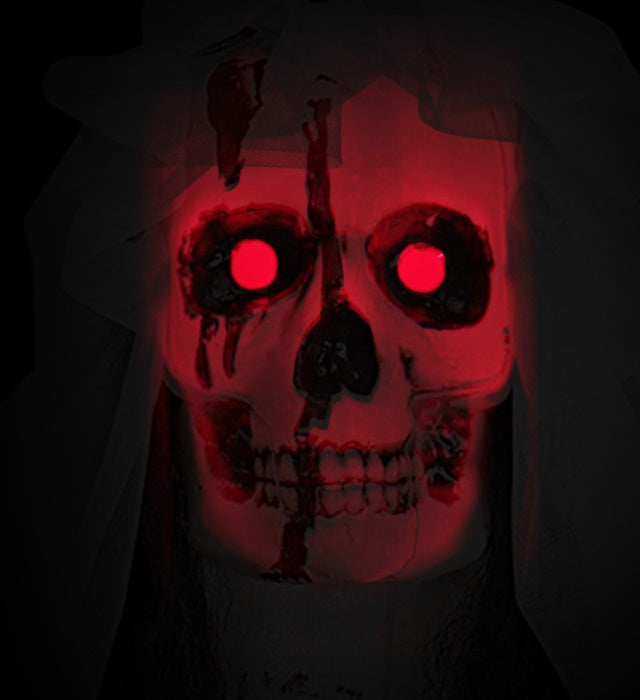 Skelettbraut Halloween Deko mit blinkendem leuchtendem Kopf, 170 cm groß