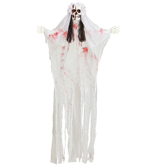 Skelettbraut Halloween Deko mit blinkendem leuchtendem Kopf, 170 cm groß