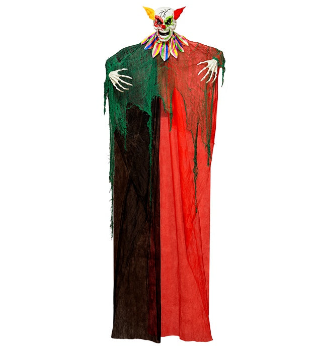 240 cm hoher Horrorclown mit blinkenden LED-Augen und gruseliger Zirkusmusik