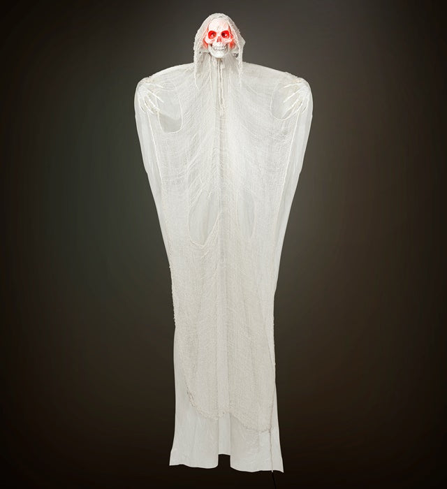 Sensenmann-Figur 240 cm mit pulsierenden LED-Augen und gruseligen Geräuschen
