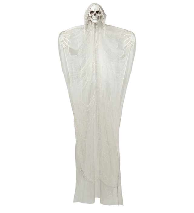 Sensenmann-Figur 240 cm mit pulsierenden LED-Augen und gruseligen Geräuschen