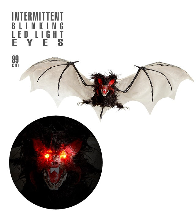 Haarige Fledermaus mit pulsierend blinkenden LED-Augen, 89 cm Spannweite