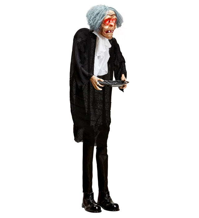 Lebensechter Butler Halloween Dekoration mit roten blinkenden LED-Augen, 120 cm gross