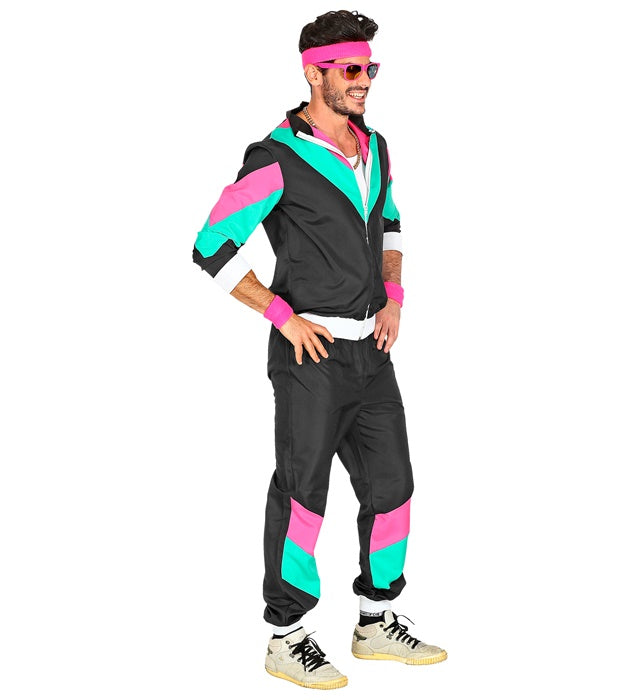 80er Jahre Trainingsanzug im Retro-Stil mit Jacke und Hose in leuchtenden Farben