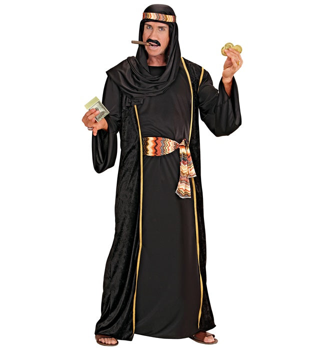 Arabisches Scheich-Kostüm mit langer Robe, Weste, Gürtel und Kopftuch