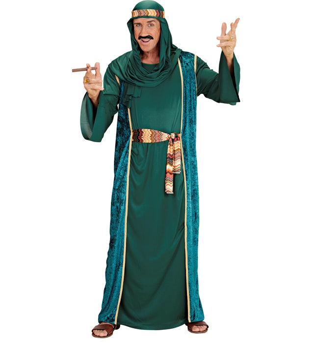 Arabischer Scheich Kostüm mit langer Robe, Weste, Gürtel und Kopftuch