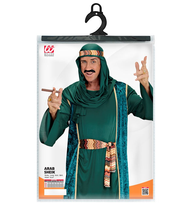 Arabischer Scheich Kostüm mit langer Robe, Weste, Gürtel und Kopftuch