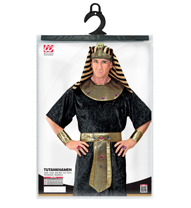 Tutanchamun Kostüm-Set mit Tunika, Kragen, Gürtel, Armbändern und Kopfbedeckung