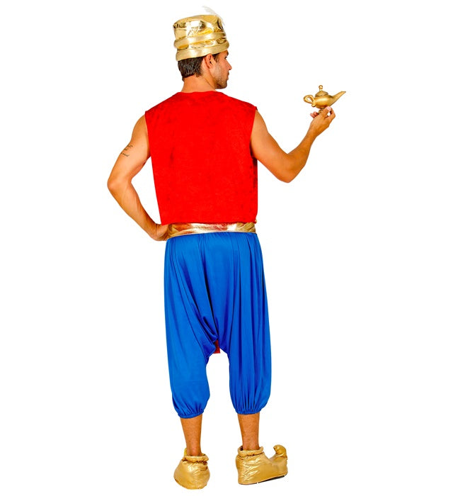 Aladdin Kostüm Set mit Weste, Hose, Schärpe und Turban auf weissem Hintergrund