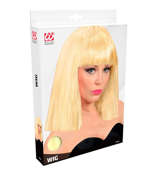 Blonde Showgirl-Perücke mit voluminösen Wellen in Box
