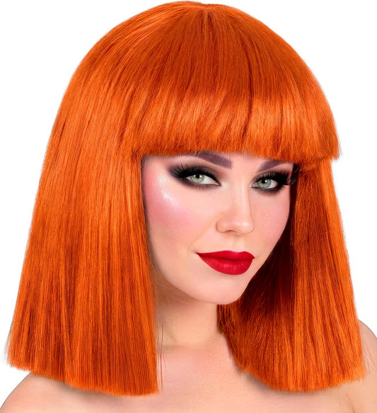 Showgirl Perücke rotbraun in glamourösem Styling für Fasnacht und Karneval