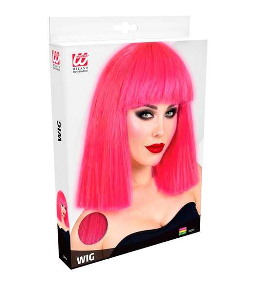 Neon pinke Showgirl-Perücke in auffälligem Design für Fasnacht und Karneval