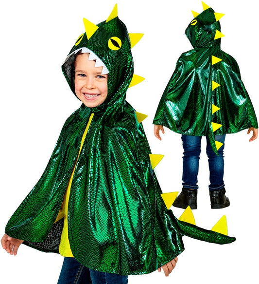 Drachen-Umhang mit Kapuze in kräftigen Farben für Fasnacht und Mottoparty