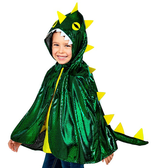 Drachen-Umhang mit Kapuze in kräftigen Farben für Fasnacht und Mottoparty