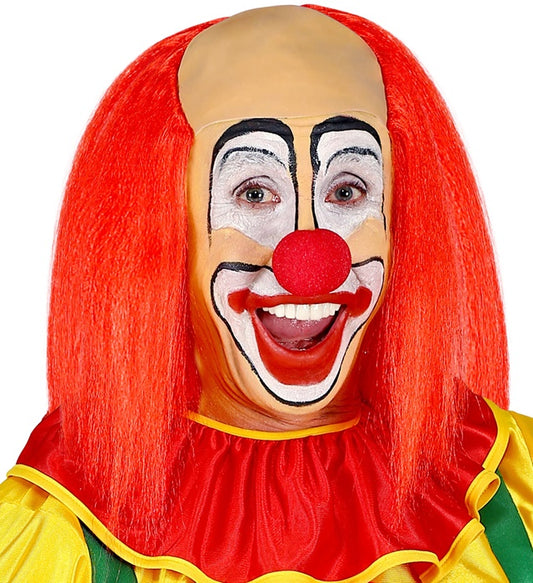 Clownglatze mit leuchtend roten Haaren für Fasnacht und Karneval
