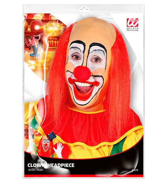 Clownglatze mit leuchtend roten Haaren für Fasnacht und Karneval