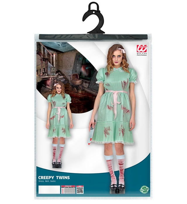 Killerpuppe-Kostüm mit Kleid, Gürtel und Strümpfen für Fasnacht und Halloween