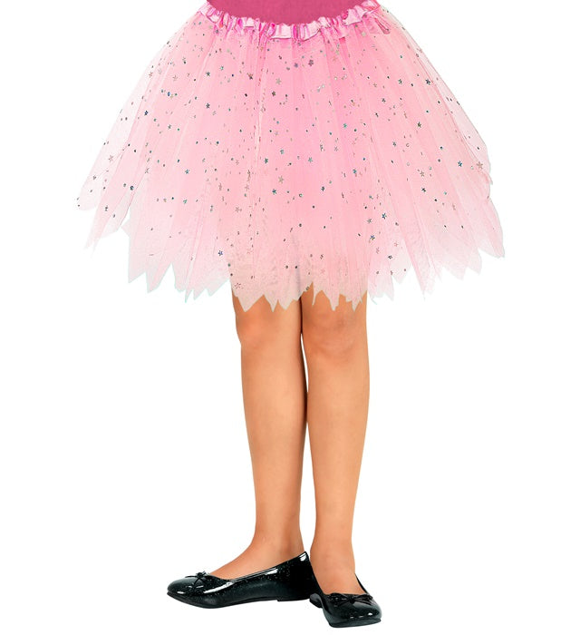 Rosa glitzernder Tutu Rock 30 cm auf weißem Hintergrund
