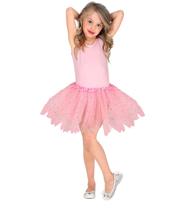 Rosa glitzernder Tutu Rock 30 cm auf weißem Hintergrund
