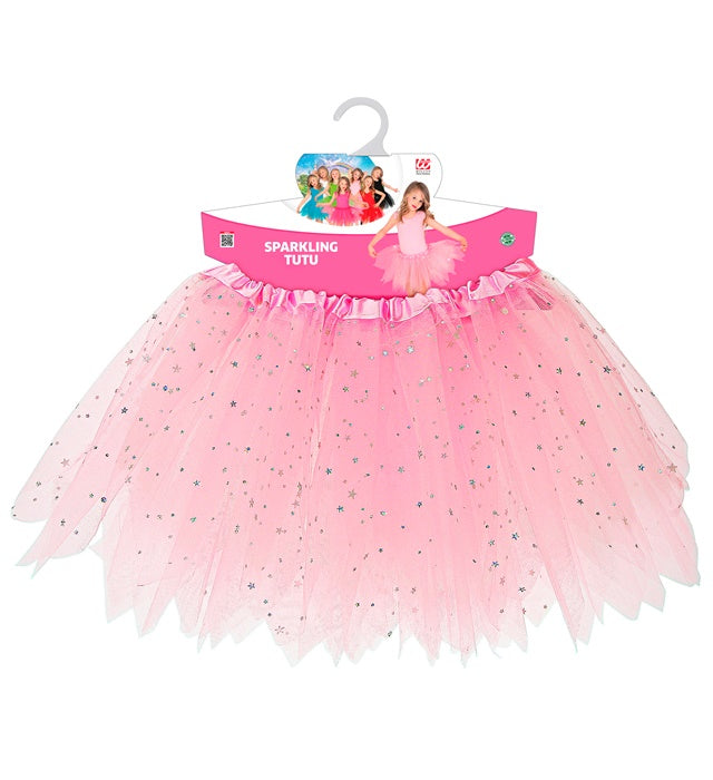 Rosa glitzernder Tutu Rock 30 cm auf weißem Hintergrund