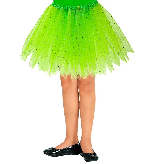 Grüner glitzernder Tutu Rock 30 cm auf weißem Hintergrund