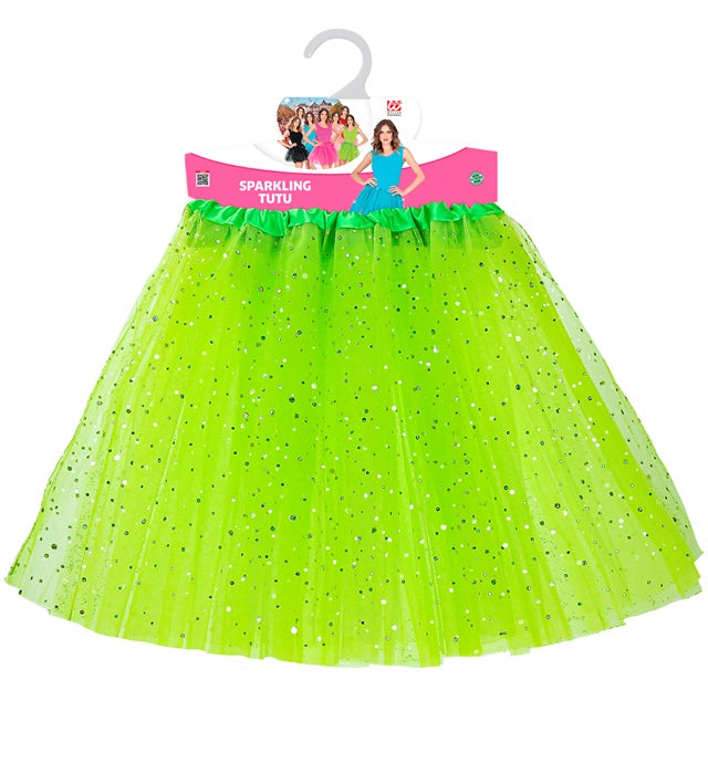 Grüner glitzernder Tutu Rock 40 cm für Fasnacht und Karneval