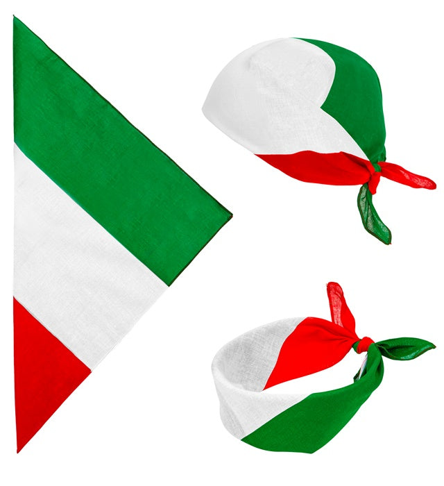 Italien Bandana 55x55 cm mit rot-weiss-grünen Farben aus Baumwolle