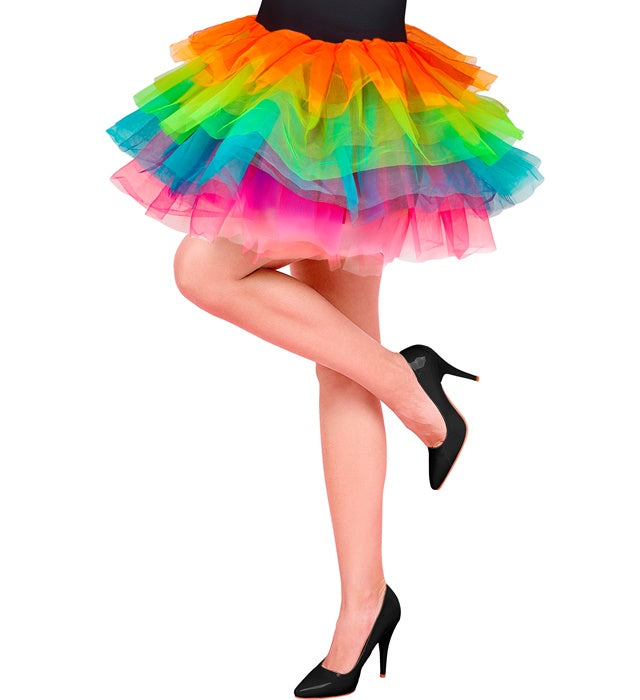 Bunter Regenbogen-Tutu Rock aus Tüll für Fasnacht und Karneval
