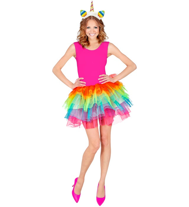Bunter Regenbogen-Tutu Rock aus Tüll für Fasnacht und Karneval