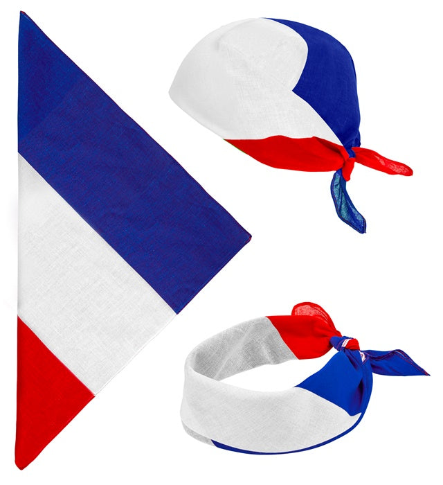 Bandana mit französischer Nationalflagge 55x55 cm aus Baumwolle