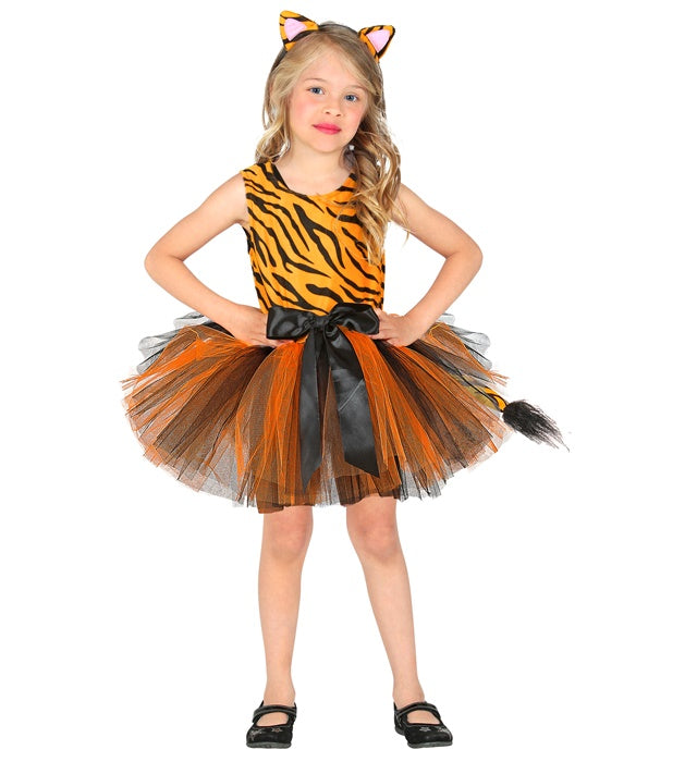Tiger-Kostüm mit Tutu und Haarreif für Fasnacht und Karneval