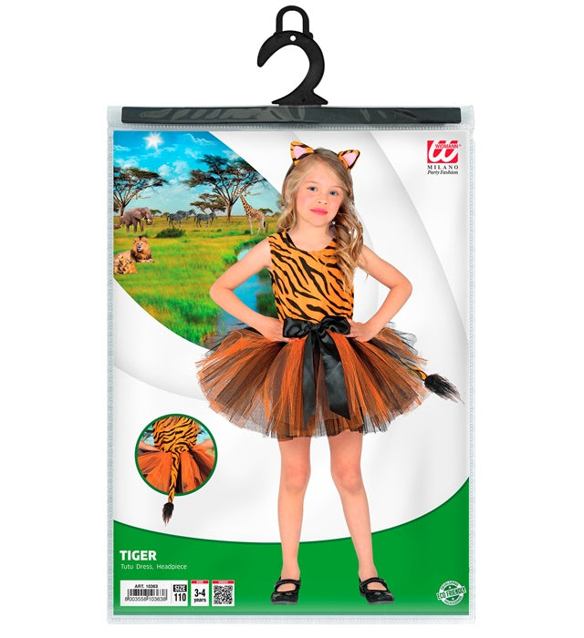 Tiger-Kostüm mit Tutu und Haarreif für Fasnacht und Karneval