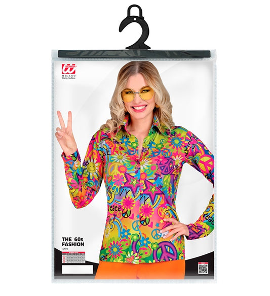 THE 60s FASHION -peace & love Bluse mit buntem 60er Jahre Design