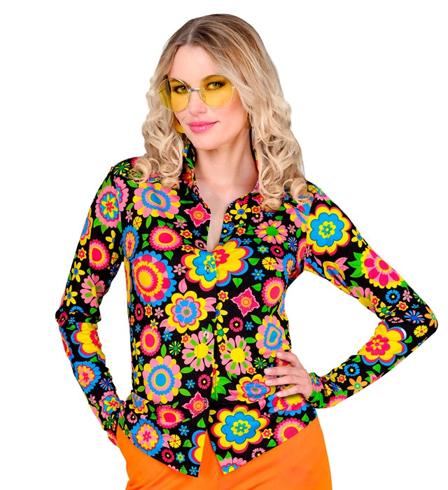 THE 60s FASHION Bluse mit bunten Blumenmuster im Retro-Stil