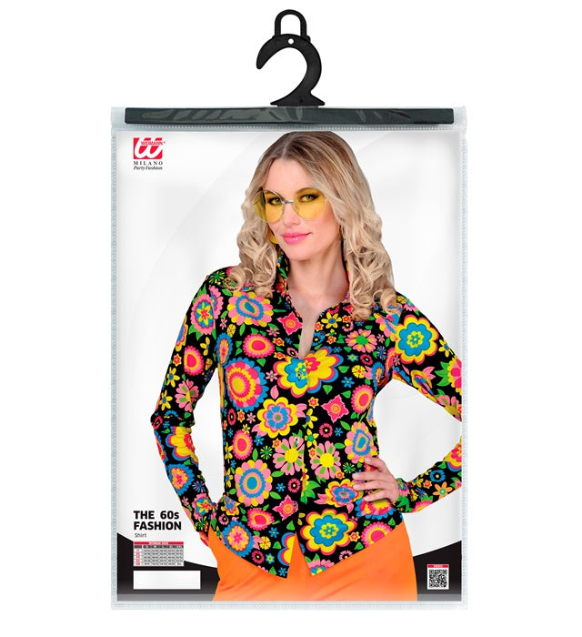 THE 60s FASHION Bluse mit bunten Blumenmuster im Retro-Stil