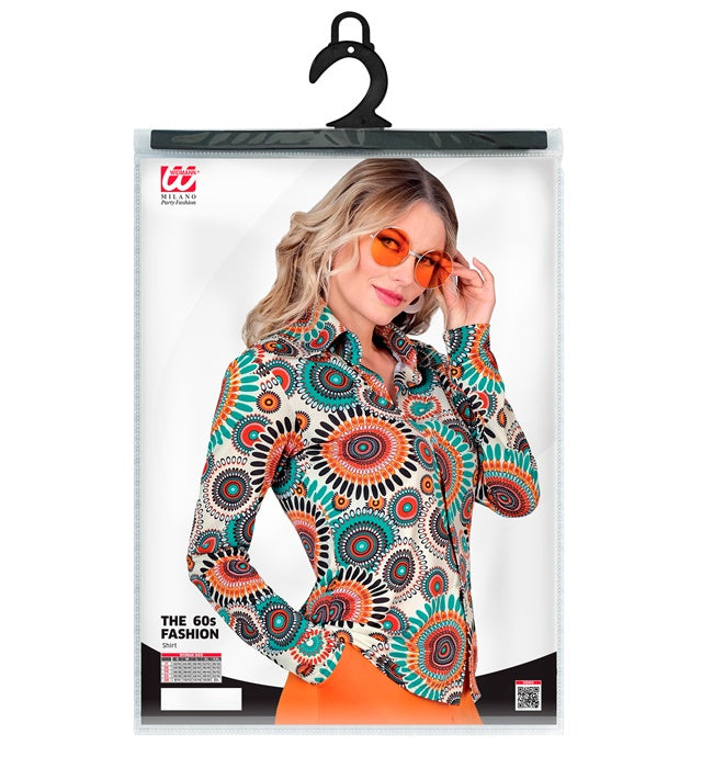60er Jahre Vintage Bluse mit Retro-Muster für Fasnacht und Karneval