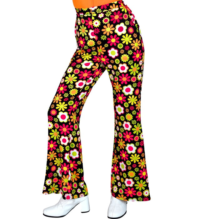 Bunte 60er Jahre Blumen-Hose im Retro-Stil für Fasnacht