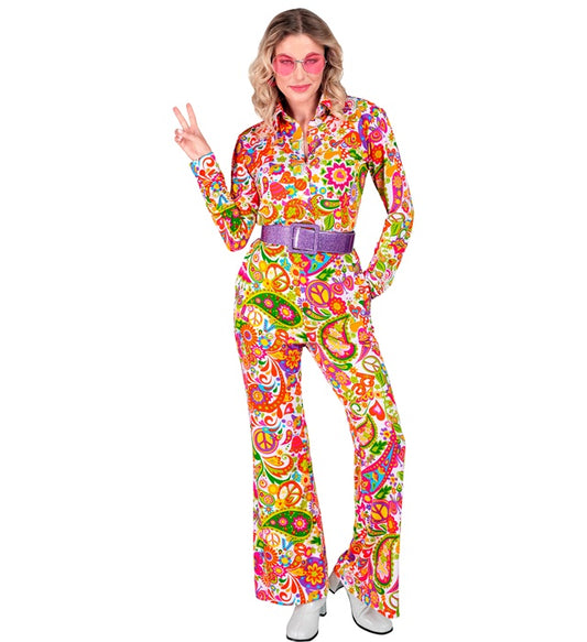 THE 60s FASHION peace & paisley Hose mit buntem Paisley-Muster für Fasnacht