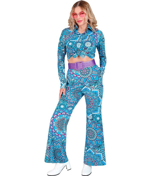 Blaue Mandala-Hose THE 60s FASHION im 60er-Jahre Stil für Fasnacht