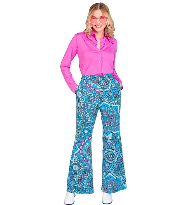 Blaue Mandala-Hose THE 60s FASHION im 60er-Jahre Stil für Fasnacht