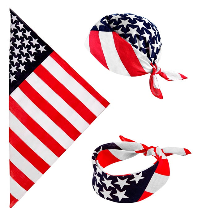 USA Bandana 55x55 cm aus Baumwolle mit Sternen und Streifen
