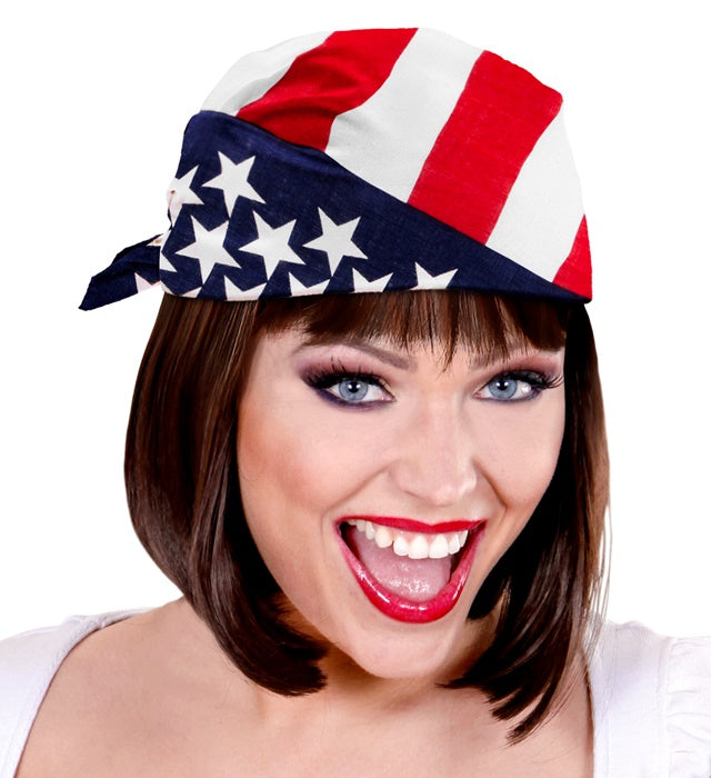 USA Bandana 55x55 cm aus Baumwolle mit Sternen und Streifen